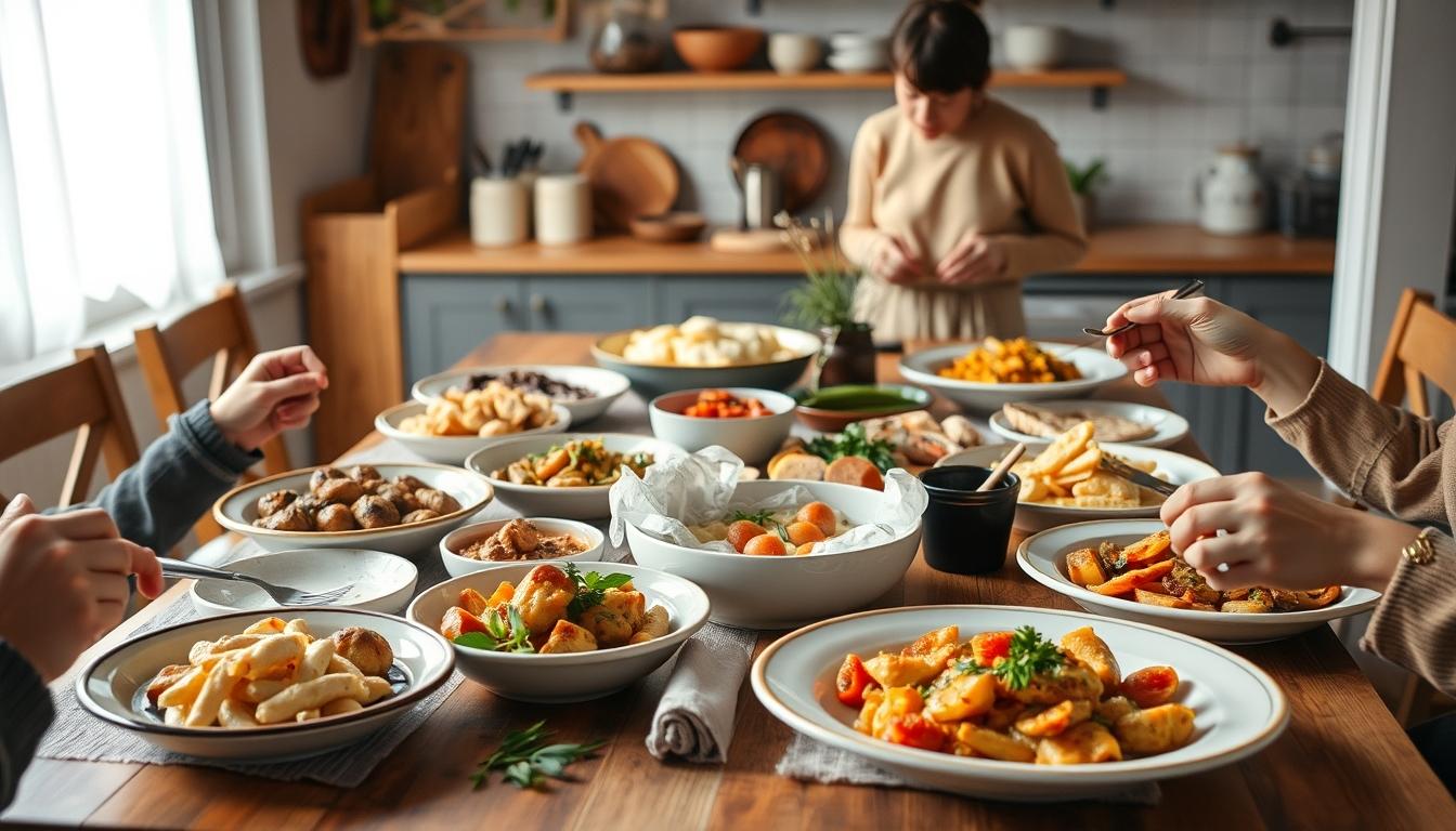 Seasonal meal prepared in a home kitchen